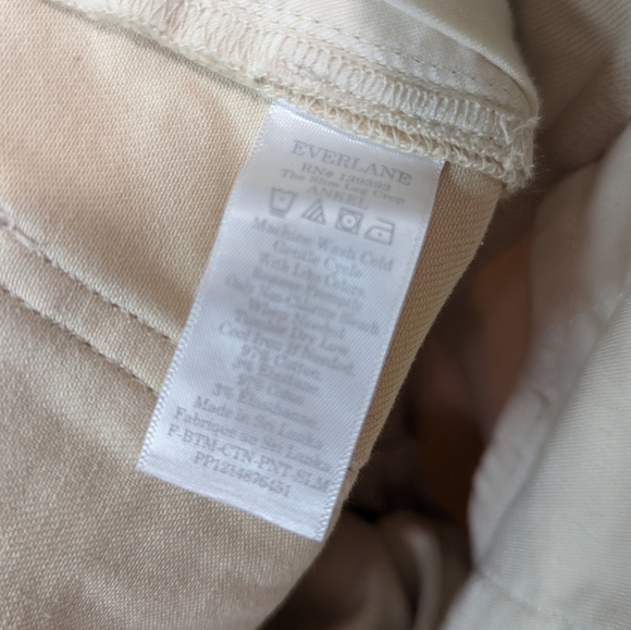 Everlane Pants 4 The Slim Leg Crop Sandstone Beige High Rise Stretch Anke - Picture 11 of 13